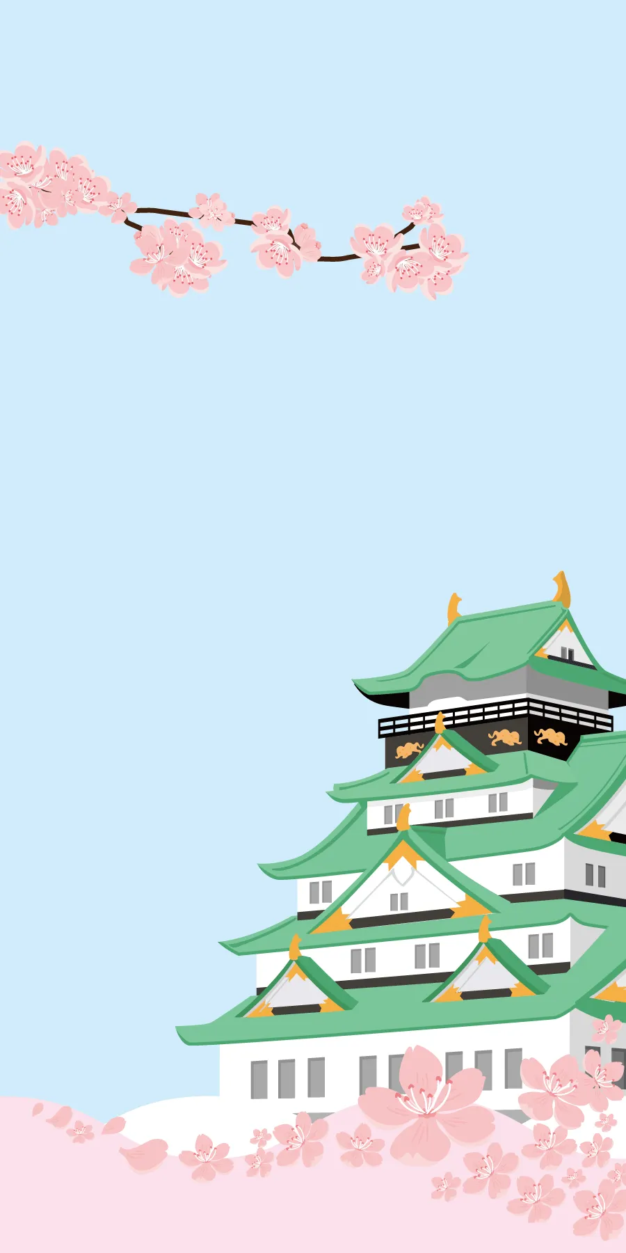 桜と大阪城の絵